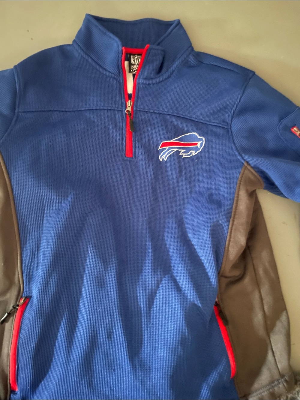 Buffalo David Bitton Blue Quarter-Zip Pullover with Red Accents
